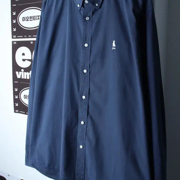 [BUNJANG] Yale Small Logo Button-Down Shirt / (L-2XL) 예일 셔츠 남방 스몰로고 블루 무지 아메카지-H34867