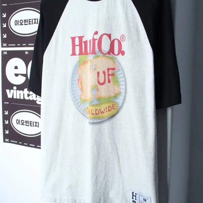 [BUNJANG] HUF Raglan T-Shirt Sandwich Melange Street M-L / (M-L) 허프 반팔 티셔츠 나그랑 샌드위치 멜란지 스트릿-H34875