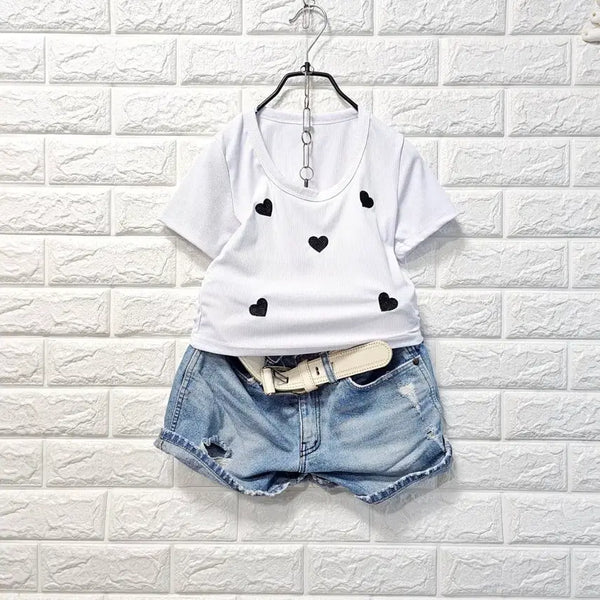 [BUNJANG] Heart Crop T-Shirt / 하트 크롭티셔츠