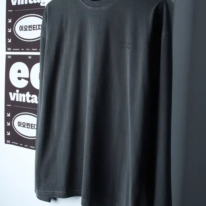 [BUNJANG] Ninezett Pigment Lettering Long Sleeve T-Shirt Gray / (M) 나인제트 긴팔티셔츠 피그먼트 레터링 그레이 스트릿-H34887