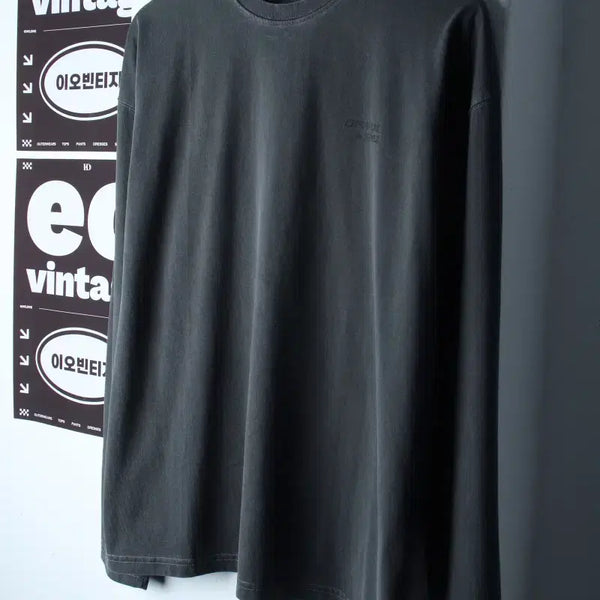 [BUNJANG] Ninezett Pigment Lettering Long Sleeve T-Shirt Gray / (M) 나인제트 긴팔티셔츠 피그먼트 레터링 그레이 스트릿-H34887