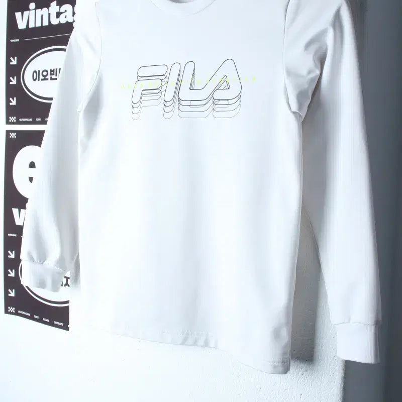 [BUNJANG] Fila Kids Long Sleeve Performance T-Shirt White / (F) 휠라 긴팔티셔츠 아동 키즈 기능성 화이트-H34888