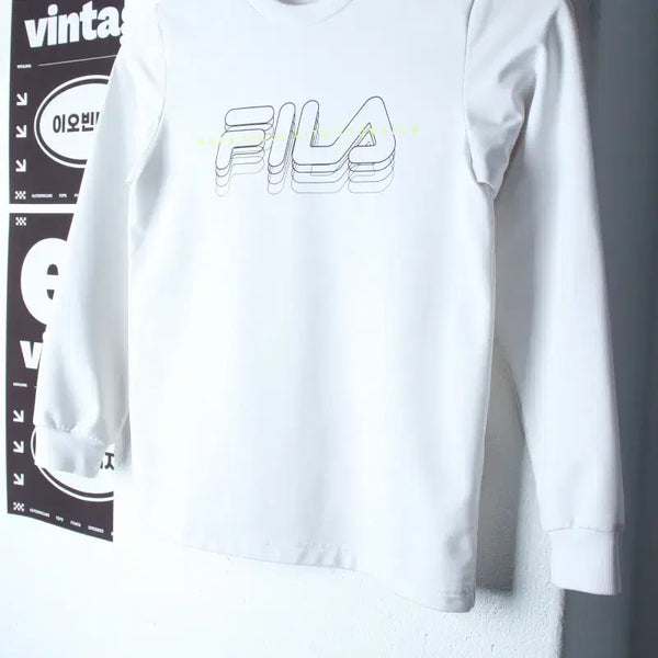 [BUNJANG] Fila Kids Long Sleeve Performance T-Shirt White / (F) 휠라 긴팔티셔츠 아동 키즈 기능성 화이트-H34888