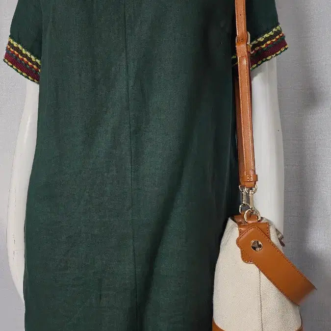 [BUNJANG] Green Linen Zipper Long Blouse / 초록 마 자크 주머니 롱상의..