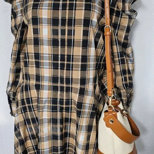 [BUNJANG] Checkered Button Zip Dress / 체크 콩단추 자크 원피스...