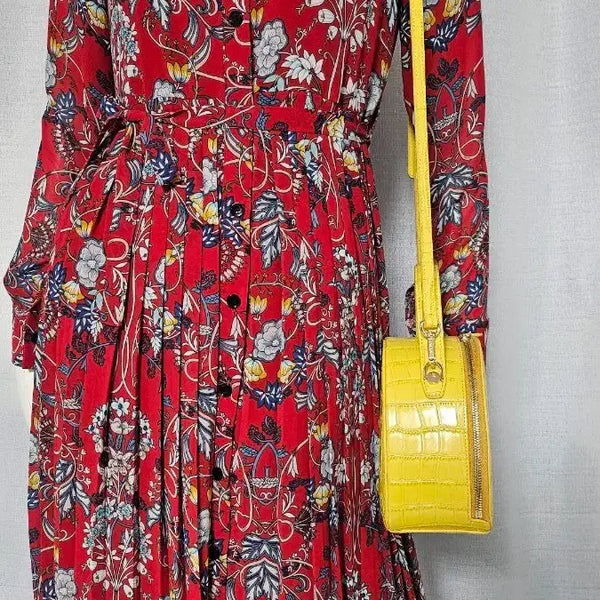 [BUNJANG] Red Button Belted Dress / 상태굿 빨강 단추 안감 벨트 원피스..반품 48 길이 100