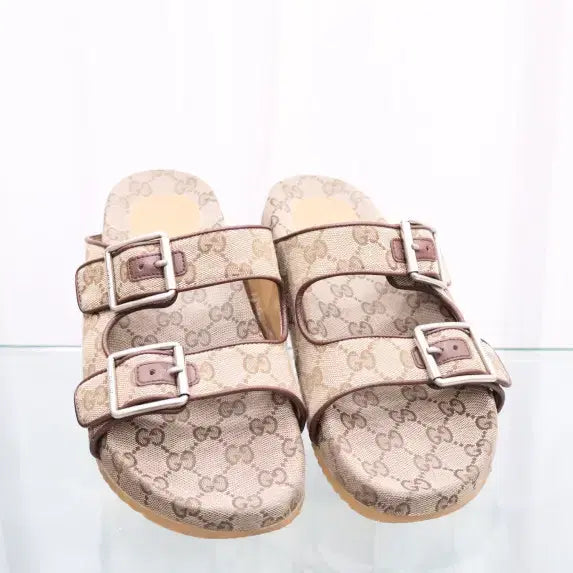[BUNJANG] Gucci GG Canvas Double Strap Sandals 658020 / 구찌 GG 캔버스 더블 스트랩 샌들 658020