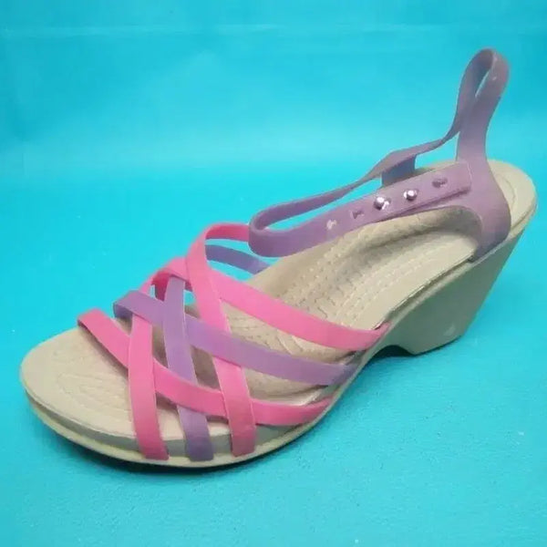 [BUNJANG] Crocs Wedge Sandals Pink/Purple / 크록스 웨지 샌들 핑크/퍼플