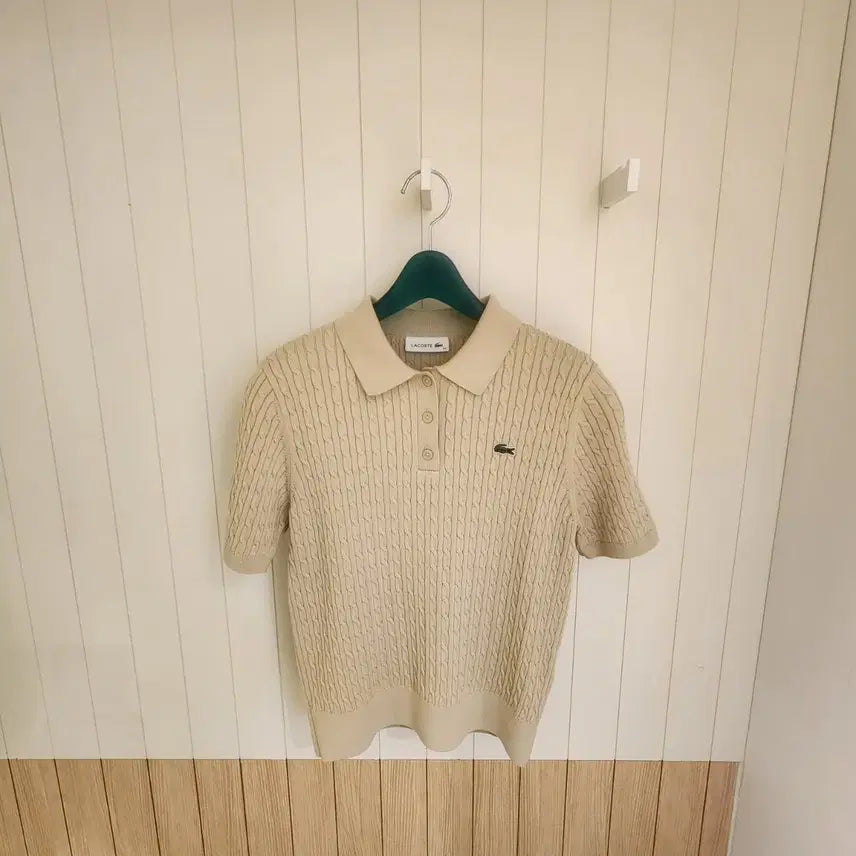 [BUNJANG] Lacoste Women's Ribbed Sweater Polo Shirt / (새상품) 라코스테 여성 케이블 스웨터 폴로 셔츠 (카라티)