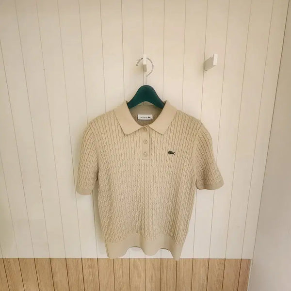 [BUNJANG] Lacoste Women's Ribbed Sweater Polo Shirt / (새상품) 라코스테 여성 케이블 스웨터 폴로 셔츠 (카라티)