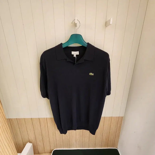 [BUNJANG] Lacoste Men's Open Collar Short Sleeve Boucle Sweater Polo Shirt / (새상품) 라코스테 남성 오픈카라 반팔 부클 스웨터 폴로 셔츠 (카라티)