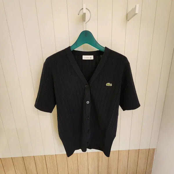 [BUNJANG] Lacoste Women's V-Neck Short Sleeve Cardigan Knit / (새상품) 라코스테 여성 브이넥 반팔 가디건 (니트)