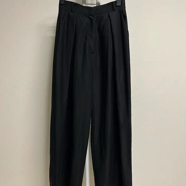 [BUNJANG] Unless Black Silky Wide Two-Tuck Pants / 언레스 unless 블랙 실키 와이드 투턱 팬츠
