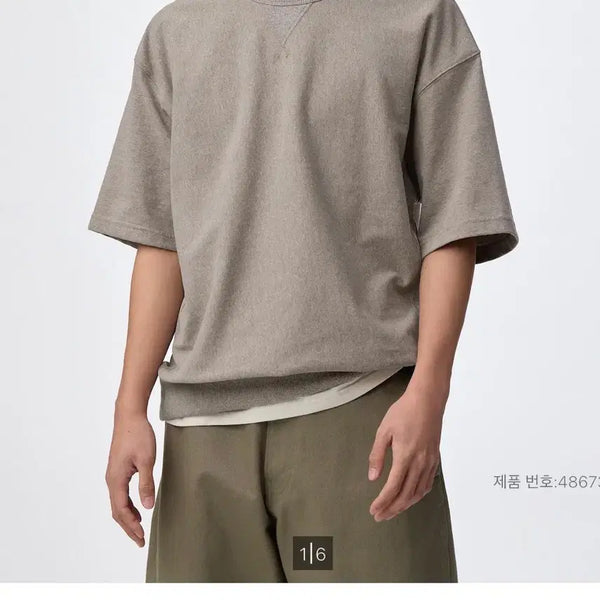 [BUNJANG] GU Sweat Short Sleeve T-Shirt Brown (L) / GU 스웨트 반팔 티 브라운(L)