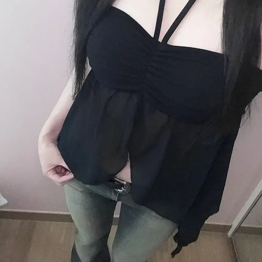 [BUNJANG] Built-in Cup Camisole Blouse / 캡내장 나시 블라우스