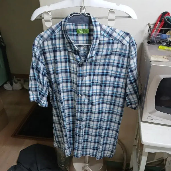 [BUNJANG] Pride Check Short Sleeve Shirt / 프라이드 체크 반팔 남방