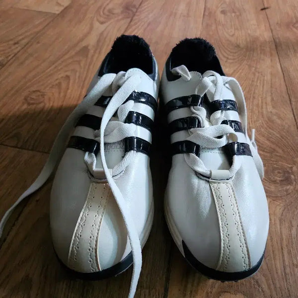 [BUNJANG] Adidas Women's Golf Shoes White Leather Black Stripes Size 240 / 아디다스 어성골프화 240