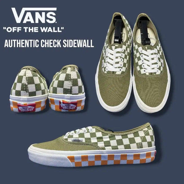 [BUNJANG] Vans Authentic Check Sidewall Sneakers Olive/Orange (260mm) / [반스아저씨] Vans 어센틱 체커보드 260mm