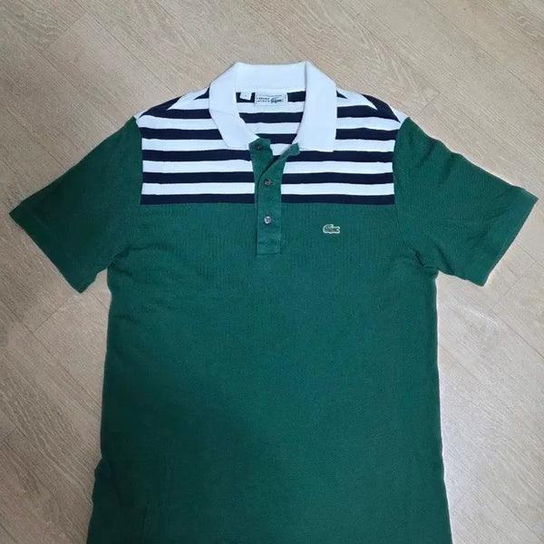 [BUNJANG] Lacoste 85th Anniversary Stripe Short Sleeve Polo Shirt / 라코스테 85주년 스트라이프  반팔 카라티 피케티 95