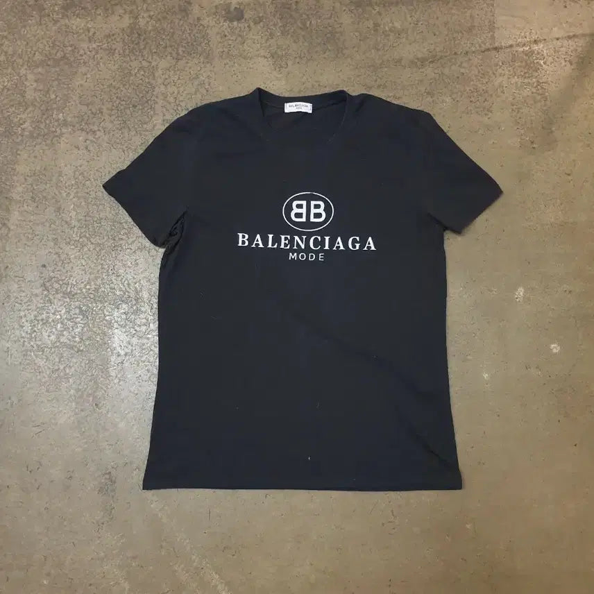 [BUNJANG] Balenciaga BB Logo Short Sleeve T-Shirt Black / 발렌시아가 BB 로고 반팔티 블랙