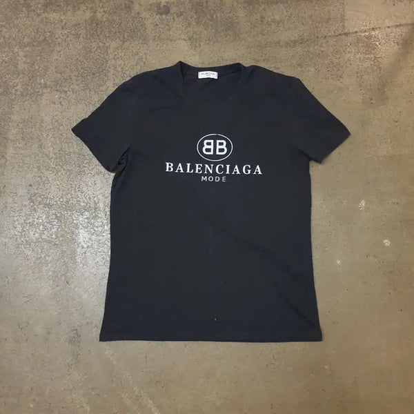 [BUNJANG] Balenciaga BB Logo Short Sleeve T-Shirt Black / 발렌시아가 BB 로고 반팔티 블랙