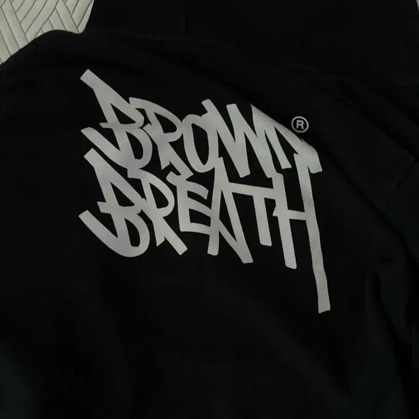 [BUNJANG] Brownbreath Logo Print Zip-Up Hoodie / 브라운브레스 후드집업