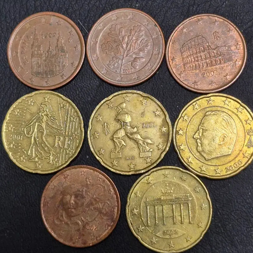 [BUNJANG] Euro 20 Cent & 5 Cent Coin Set (2000-2002) / 유로 20센트5센트 2000-2002년 주화 줄세우기 8점. 초년도