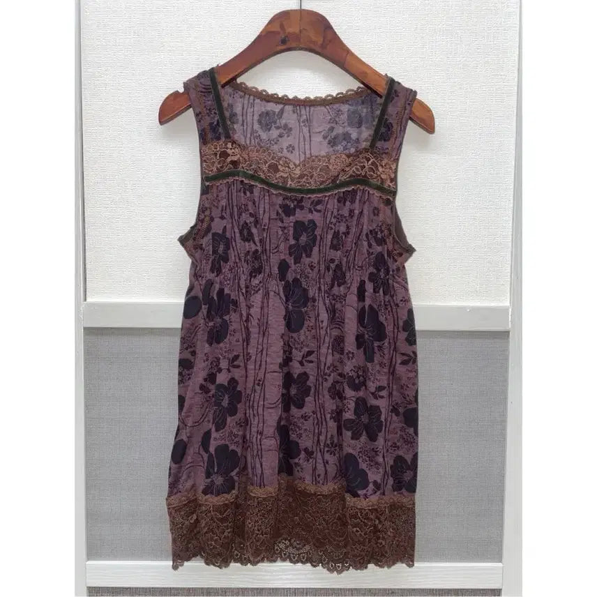 [BUNJANG] Purple Afternoon Shade Vintage Hippie Sleeveless Top / 퍼플 오후 그늘 빈티지 히피 슬리브리스