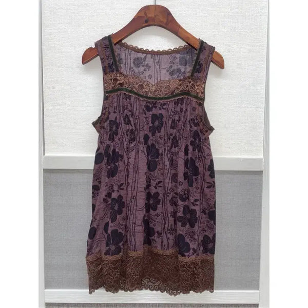[BUNJANG] Purple Afternoon Shade Vintage Hippie Sleeveless Top / 퍼플 오후 그늘 빈티지 히피 슬리브리스