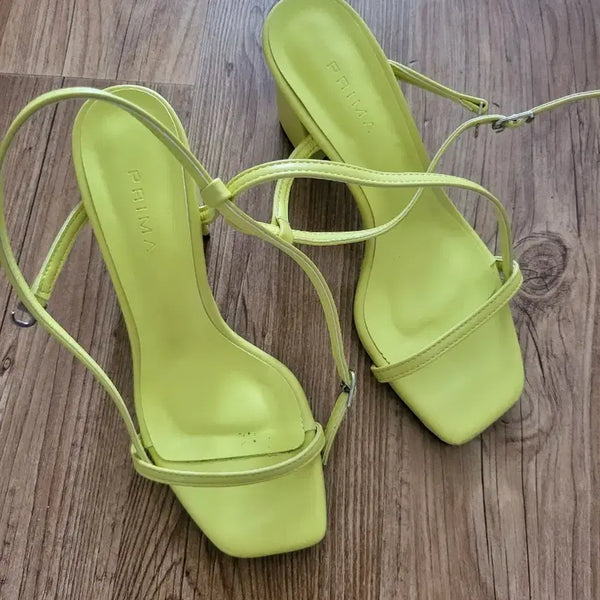 [BUNJANG] Prime Heel Sandals Lime 235 / 프라임 힐 샌들 라임 235 새제품 굽7센티