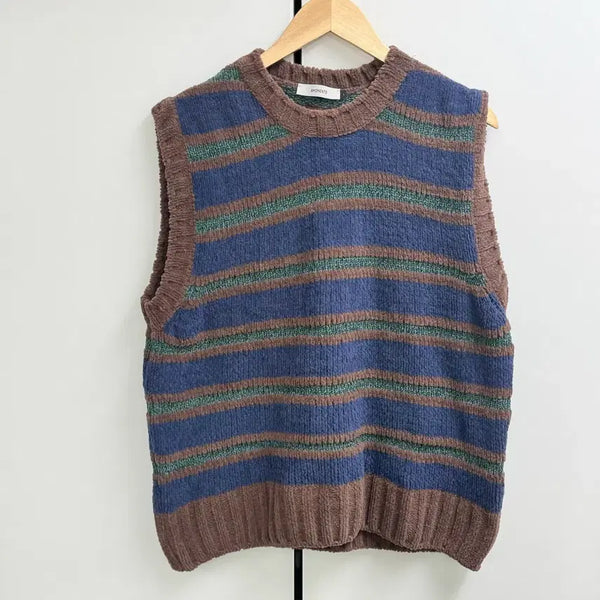 [BUNJANG] Amento 22FW Velvety Striped Vest L / 아모멘토 22FW VELVETY STRIPED VEST 조끼 L