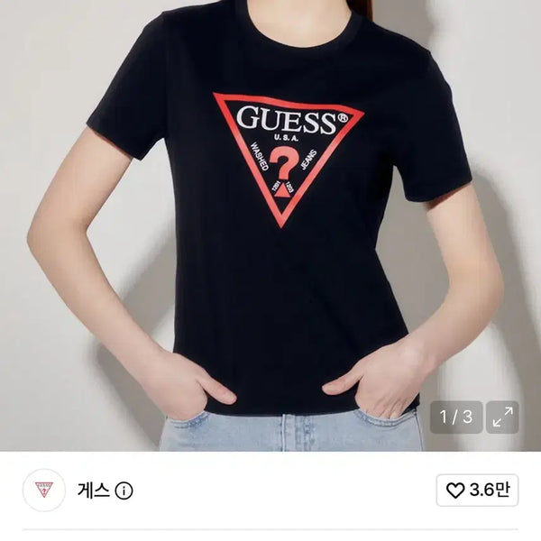 [BUNJANG] Guess Women's Original Triangle Short Sleeve T-Shirt / 구매원함)게스 여성 오리지널 삼각 반팔 티셔츠 에이나 게숭티 게스티