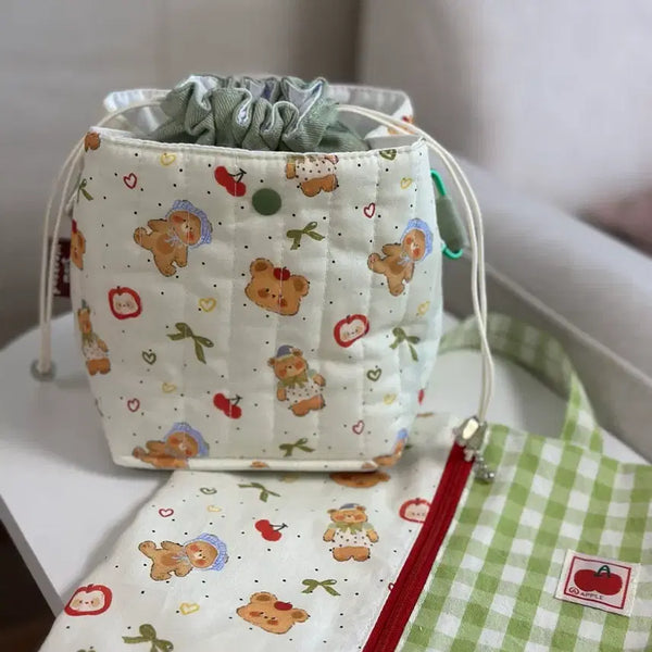 [BUNJANG] Handmade Bear Pattern Climbing Chalk Bag & Shoe Bag Set / 핸드메이드 클라이밍 초크백 신발주머니 세트