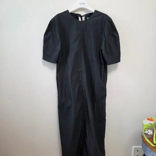 [BUNJANG] UNANSWERED MYSTERY Maxi Long Dress Charcoal / 언앤써드미스테리 바스락 맥시 롱원피스 차콜