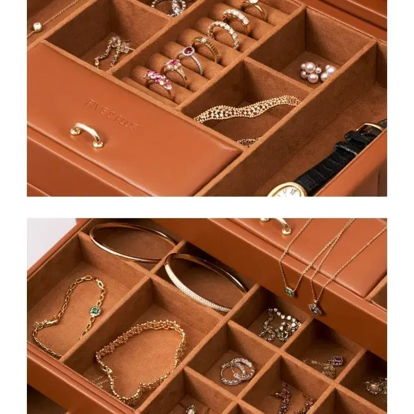 [BUNJANG] Five and Plus 3-Tier Jewelry Box (Brown) - New & Sealed / 파이브앤플러스 3단 주얼리함 보석함 미개봉 새상품