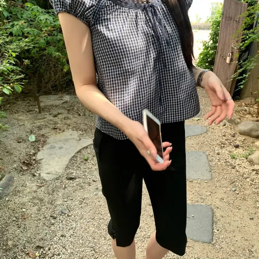 [BUNJANG] Reye Check Blouse / 레예 체크 블라우스