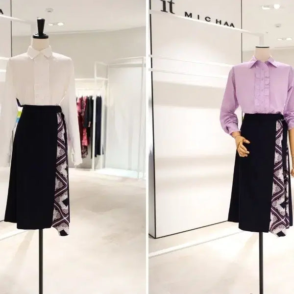 [BUNJANG] It Michaa Scarf Detail Asymmetrical Skirt / 잇미샤 스카프장식 언발란스 스커트