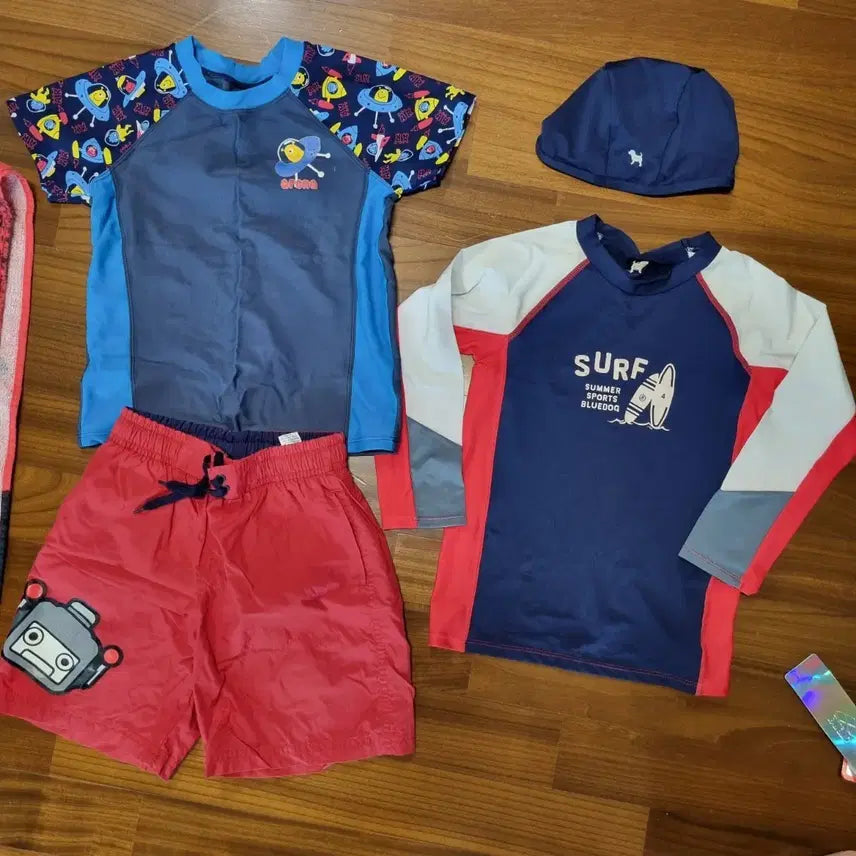 [BUNJANG] Allobot & Blue Dog Children's Swimwear Set / 알롯봇 블루독 아동 수영복셋트