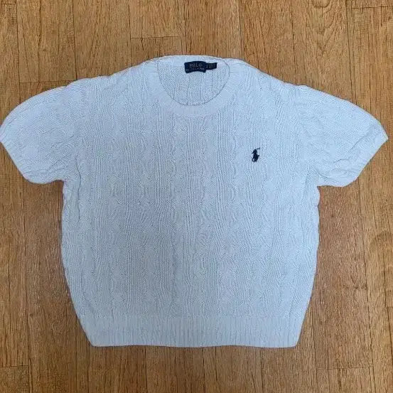 [BUNJANG] Polo Ralph Lauren Women's White Cable Knit Short Sleeve Summer Knit / (정품/새상품급) 폴로 랄프로렌 여성 화이트 케이블 여름용 얇은 반팔니트