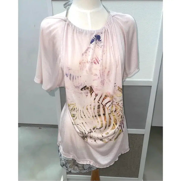 [BUNJANG] Pink Oasis Hagumi Flower Halterneck Top / 핑크 오아시스 하구미 플라워 홀터넥