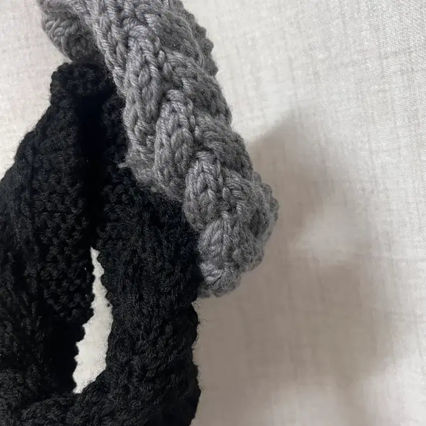 [BUNJANG] Knit Headband Grey Black / 니트 헤어밴드 그레이 블랙 (새상품)