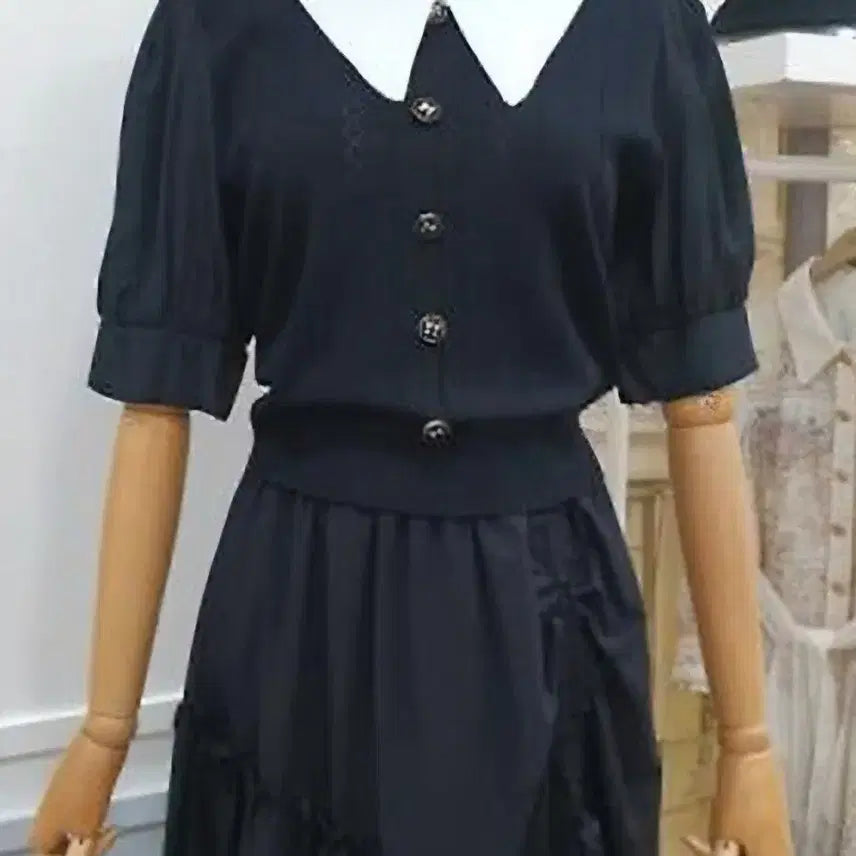 [BUNJANG] Satin Collar Knit T-Shirt Blouse / 카라니트티 샤틴스타일