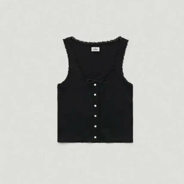 [BUNJANG] The Barnet Ravioli Lace Tank Top Black / 더바넷 라비올리 레이스 탱크탑 블랙