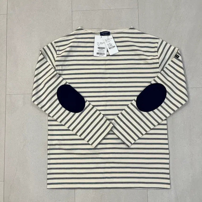 [BUNJANG] Saint James Guildo Elbow Patch Long Sleeve T-Shirt Navy/Ivory Stripe Size 7 / 세인트제임스 길도 엘보우 패치 티셔츠 7사이즈