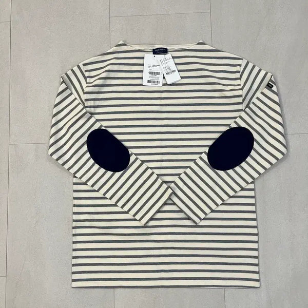 [BUNJANG] Saint James Guildo Elbow Patch Long Sleeve T-Shirt Navy/Ivory Stripe Size 7 / 세인트제임스 길도 엘보우 패치 티셔츠 7사이즈