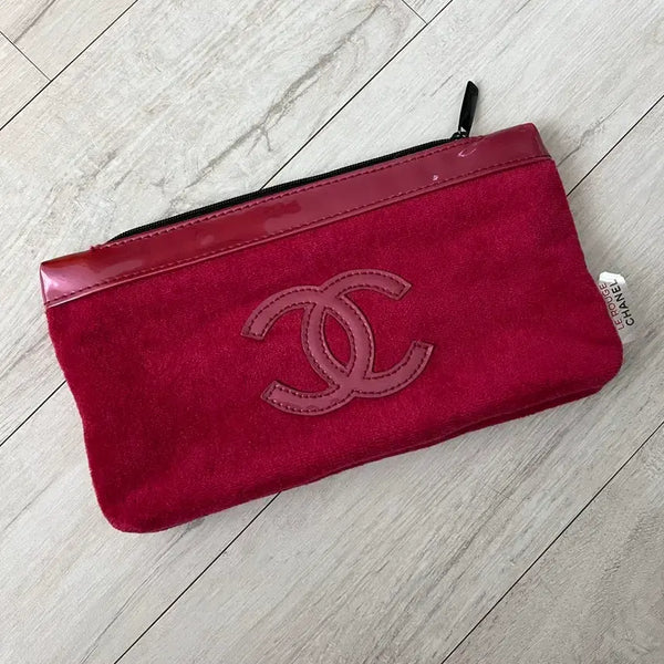 [BUNJANG] Chanel Beauty Velvet Pouch Red / 샤넬 뷰티 파우치 레드