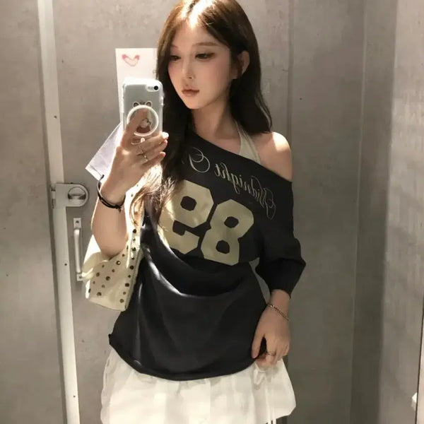 [BUNJANG] Midnight Move Halterneck T-Shirt / 미드나잇무브 홀터넥 티셔츠