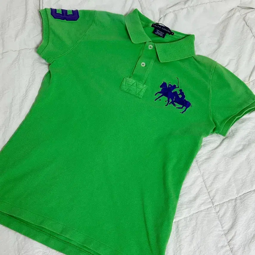 [BUNJANG] Polo Ralph Lauren Big Pony Numbering Rugby Short Sleeve Polo Shirt Green / 폴로 빅포니 추격자 넘버링 럭비 반팔 카라 스몰 그린