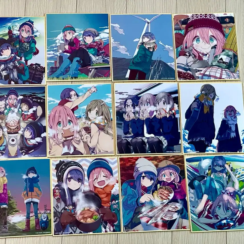 [BUNJANG] Yuru Camp Anime Illustrated Shikishi Full Set (12 Types) / [초희귀한정판]유루캠 애니메이션 일러 색지 랜덤 12종 풀세트 굿즈특전