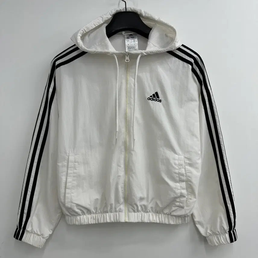 [BUNJANG] Adidas White & Black Women's Loose Fit Windbreaker Jacket (Size 85) / 85 아디다스 흰검 여자 루즈핏 바람막이 자켓